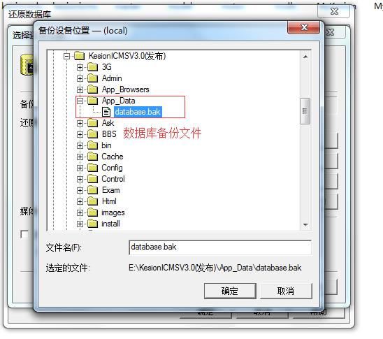 KESION (.NET版) 软件产品3.0 手工还原数据库图文说明 第 7 张
